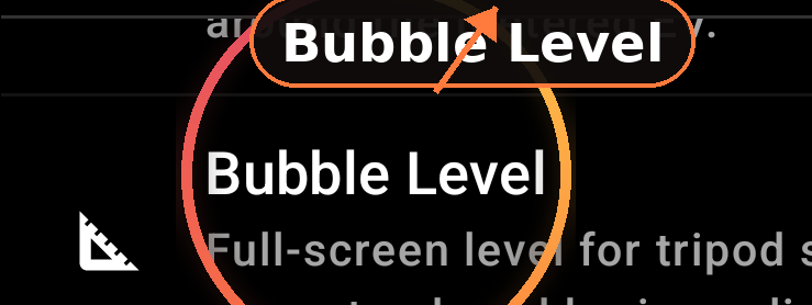 Standalone bubble level (Tools) — annotated detail 1