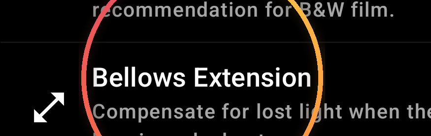 How Bellows Extension compensation works — annotated detail 1