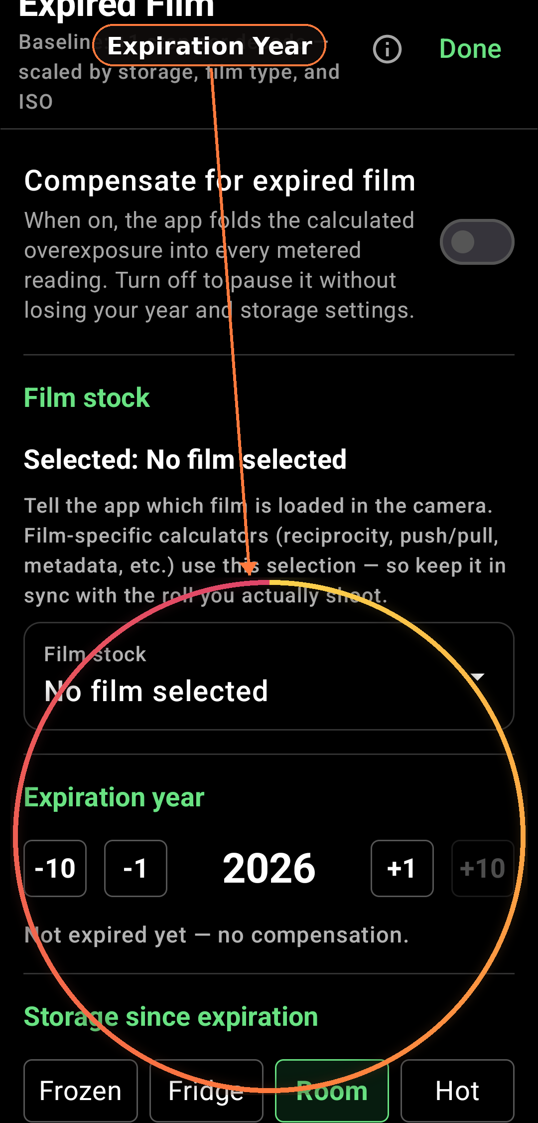 How Expired Film compensation works additional view 2